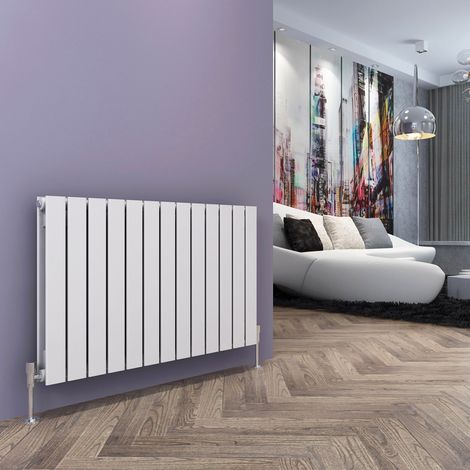 ELEGANT 600x988mm Horizontal Designer Double Flat Panel Column Radiator White Central Heating with Chrome Thermostatic Radiator Valves (1/5)