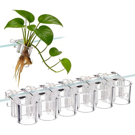 6 Pièces Fish Tank Plant Holder, Générique Clips pour pour Aquarium, 6 Supports Hydroponiques Transparents avec Tasses Suspendues, Convient aux Aquariums et à la Culture de Plantes en Hydroponie (1/5)