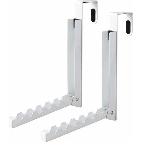 Confezione da 2 ganci pieghevoli per bucato sopra la porta, 6 compartments per vestiti, cappotti, dietro la porta del bagno, borse e accappatoi (bianco) (1/4)
