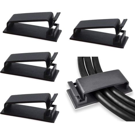 50PCS Black Clips Cables Adhesives, Storage of Cables, Gestion of Power for Organiseur of Wires Electric for cables Ethernet TV, Charger, Car, PC, Office, Home, Cord Electric (1/5)