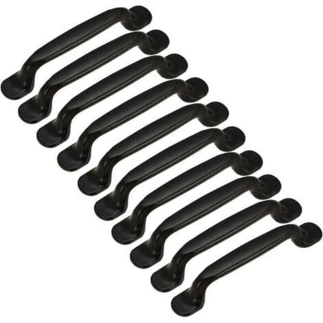 10 Stück Türgriffe für Küchenschränke, Schubladen und Schlafzimmermöbel, Griffabstand 128 mm, schwarzes Aluminium