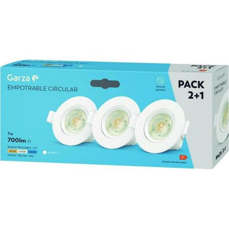 Garza Empotrable circular 7w 60º 700lm pack 3 blanco