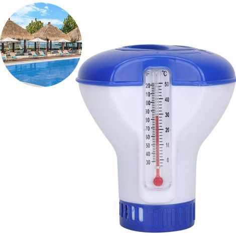 Dosierflotteur Pour Chlore - Flotteur De Dosage Chimique Avec Thermomètre Intégré - Pour Piscines Intérieures Et Extérieures - 1 Pièce