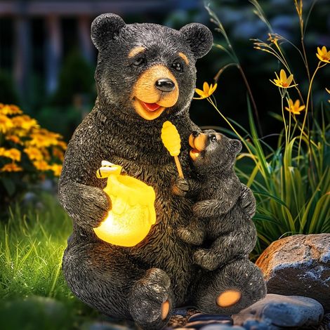 Statue lumineuse solaire en forme d'ours pour jardin, terrasse, jardin, décoration extérieure. Cadeau original pour un anniversaire ou une pendaison de crémaillère.-AquaForge