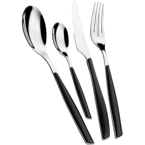 Set posate 24 pezzi in scatola regalo con finestra Glamour Nero Piano Tinta unita Bugatti (1/2)