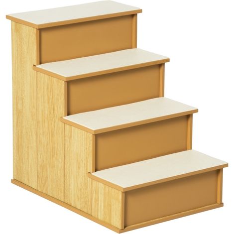 Escalera para mascotas de 4 peldaños MDF hasta 30 kg 40 x 59 x 54,2 cm natural HOMVRA (1/5)