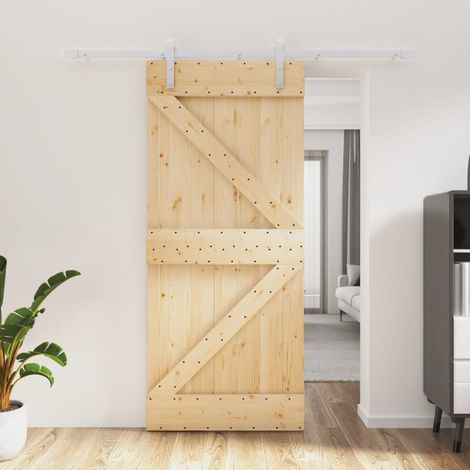 Puerta corredera con herrajes madera maciza de pino 90x210 cm vidaXL (1/5)