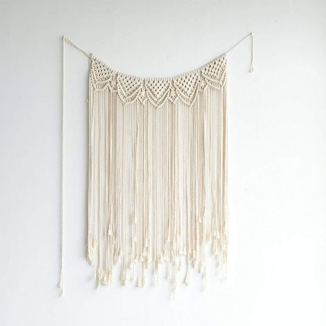 Suspension Murale Macramé - Coton Naturel - Style Bohème - 106,7 x 88,9 cm - Décoration Intérieure et Mariage - 1 Pièce (1/4)
