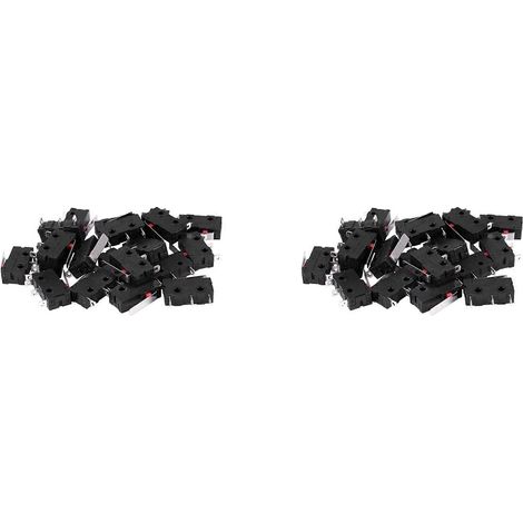 Lot de 40 micro-interrupteurs de fin de course momentanés en plastique, 125 V/250 V CA, 5 A, SPDT, 3 broches, noir et argent. (1/5)