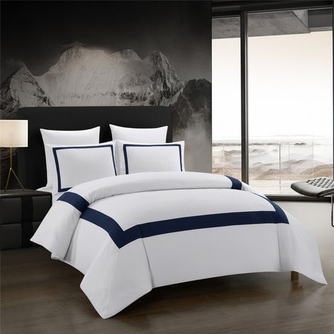 Housse de couette avec taie d'oreiller, ensemble de literie d'hôtel avec fermeture éclair, en microfibre, couette douce. (1/5)