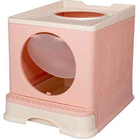 Katzentoilette,mit Katzentoilettenschaufel,Leicht zu Reinigen,34×45×39cm,Rosa (1/5)