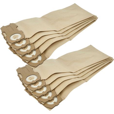 10x Sacs compatible avec Vorwerk Kobold VK 119, VK 120, VK118, VK119, VK120, VK121, VK 118 aspirateur - 24,3cm x 8,7cm marron (1/5)