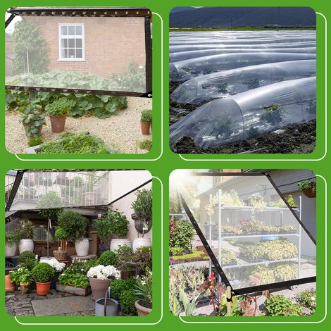 Jiubiaz 2x Telo trasparente impermeabile con occhielli antiruggine per giardino e terrazza, 3 × 3 m (1/5)