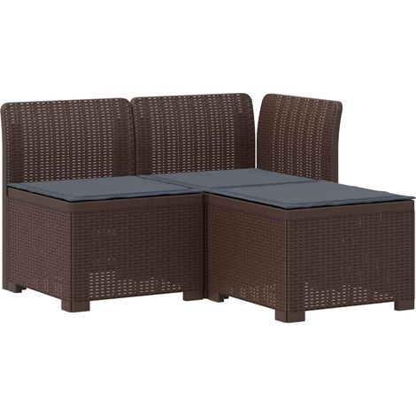 Divano da giardino 3 posti con cuscini in look rattan PP vidaXL
