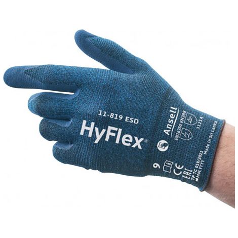 Gant HyFlex 11-819 ESD taille 11 bleu EN 388, EN 16350 catégorie EPI II EN 388, EN 16350 ANSELL (Par 12)