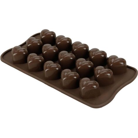 Moule en silicone Motif cœurs 1pcs Marron