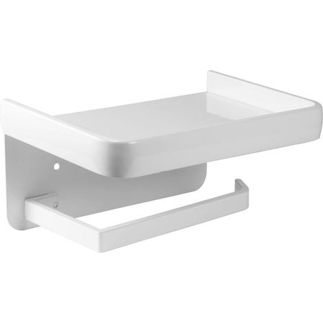 Soporte de pared para toallas de papel FOREHILL con estante de aluminio para baño y cocina (Blanco) (1/5)