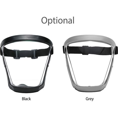 Masque de protection intégral transparent - Noir/Gris - PC et silicone - Anti-buée avec filtre PM2.5 - 19x9x17.5cm (1/2)