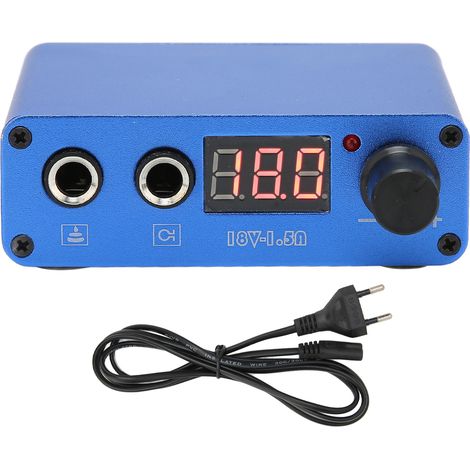 Alimentation professionnelle pour tatouage, alliage double mode, source d'énergie avec écran LCD, 100-230V, prise EU bleue (1/5)