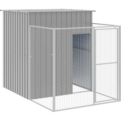 Maison Exclusive - Hundehütte mit Auslauf Hellgrau 165x251x181 cm