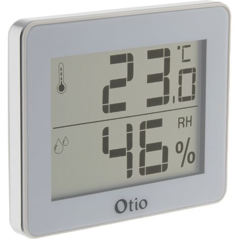 Otio – Thermomètre hygromètre numérique avec écran LCD 9 cm – Indicateur de tendance des températures – Alimentation 1 pile CR2025 incluse