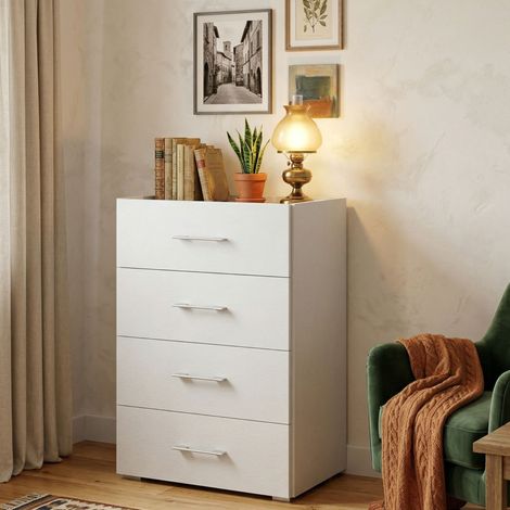 Dmora - Cajones Dacet, Cajonera con 4 cajones para dormitorio, Mueble multiusos para oficina o estudio, 50x41h87 cm, Blanco y Cemento (1/4)