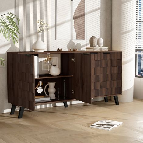 Mobile Contenitore 160,5x35,5x78 cm, 4 Porte Truciolare, Versatile, Naturale, per Soggiorno, Sala da Pranzo e Camera (1/5)