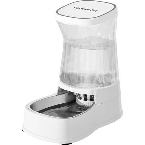 Pet Automatic Stainless Steel Cat Dog Water Dispenser 3.85L White (1/5)