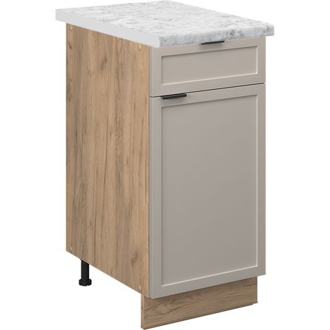 Mueble bajo de cocina Fame-Line, GrisBeige, 40 cm , ET Mármol, Vicco