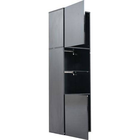 Vitrine haute noire brillante avec LED 45 x 35 x 160 cm, 1 étagère en verre trempé (1/5)