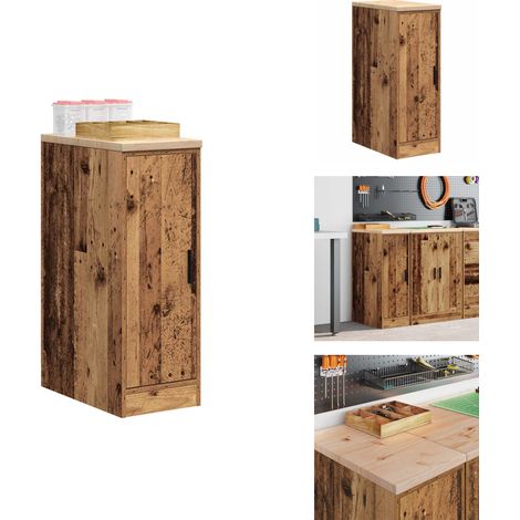 The Living Store Garagen-Aufbewahrungsschrank Altholz-Optik Massivholz Kiefer - Werkzeugkasten (1/5)