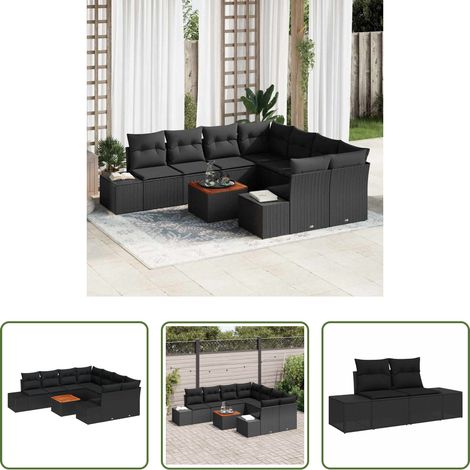 vidaXL Modulares Sofa - Gartensofa-set mit Speicher 9 pcs Schwarz Poly-Rattan (1/5)