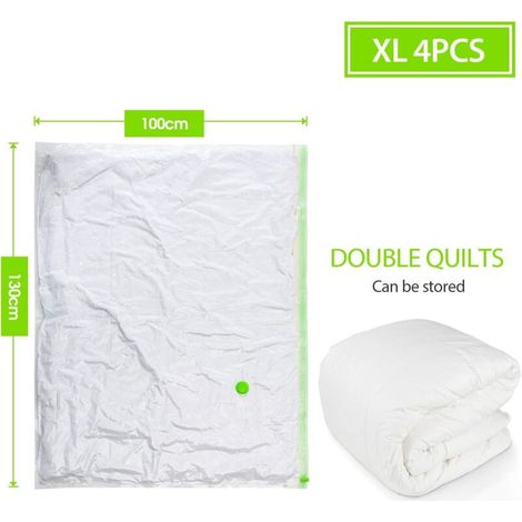 Sacs de Rangement Extra-Larges Sous Vide 4-Pack Géants [130x100cm] pour Vêtements, Couettes/Literie (4 pièces (XL))-DOU