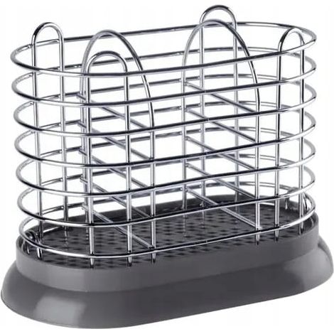 Scolaposate con supporto, 3 scomparti, grigio (1/2)