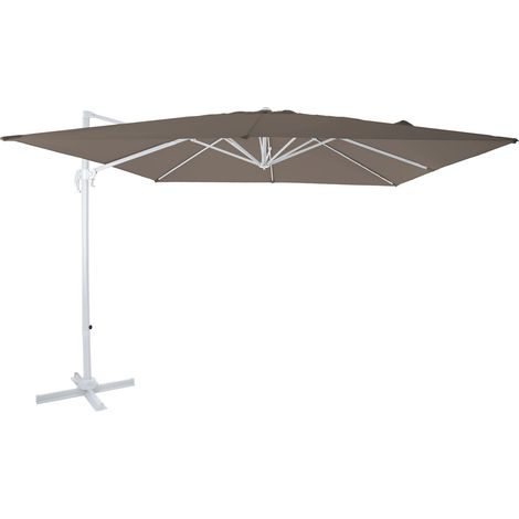 Axi Nima Parasol Déporté Blanc/Taupe - Rectangulaire 300X300 Cm - Structure Aluminium - Rotation 360 - Inclinable - Résistant Aux Uv