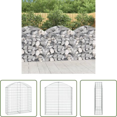 Mur de soutènement - Panier de gabions arqué 100x30x100/120 cm Fer galvanisé (1/5)