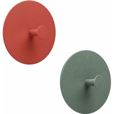 Lot de 2 crochets muraux, autocollants sans perçage, porte-serviettes, crochets de porte, crochets muraux, inoxydable, convient pour salle de bain, salon (1/5)
