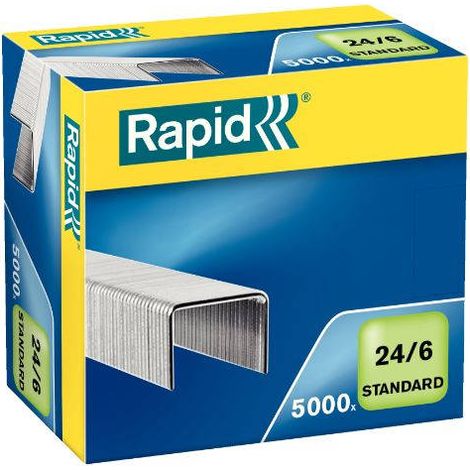 Scatola di 5000 graffette zincate tipo 22/6 - 24/6 per cucitrici da scrivania/ufficio rapid