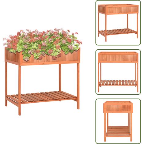 The Living Store Jardinera huerto madera maciza de abeto 80x60x80 cm - Macetero de jardín