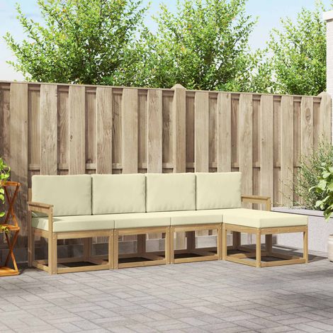 vidaXL Outdoor-Sofagarnitur mit Kissen 5 pcs Weiß und Creme (1/5)