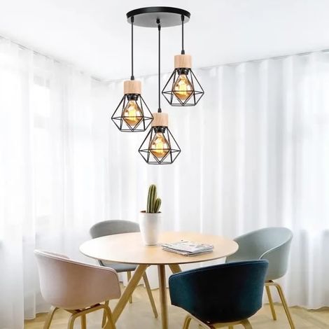 U-do Suspension Luminaire Vintage Industriel Blanc E27 Lustre Retro en Cage Fer Style Edison pour Salon Chambre (1/4)