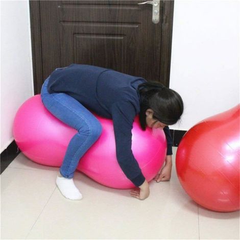 Ballon d'exercice en forme de cacahuète,pour le yoga,le fitness,amélioration de l'équilibre,renforcement des muscles du tronc,Rouge (1/4)
