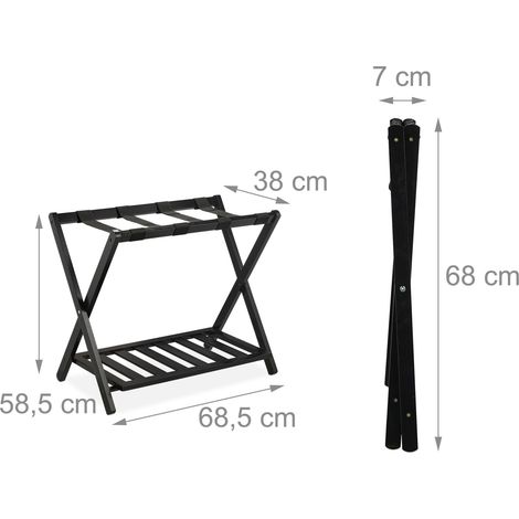 Pratico portavaligie pieghevole per salone e hotel, dimensioni 70 x 50 x 30 cm, in bambù nero 130015184