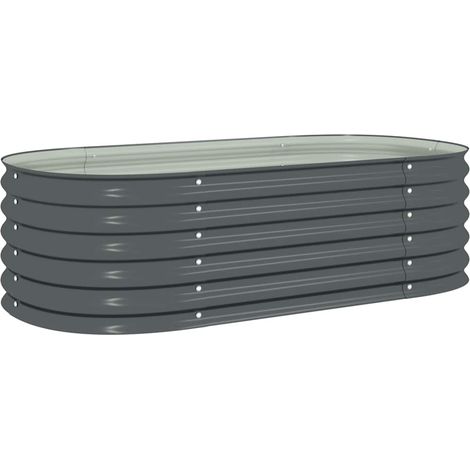 Jardinière Bac A Fleur Lit surélevé de jardin 160x80x44 cm Acier galvanisé Gris 94026 (1/5)
