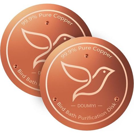 Disque en cuivre pour bain d'oiseaux - 2 pièces - 10 cm - Décoration en cuivre - Purification naturelle de l'eau - Prévient les algues - Attire les oiseaux - Convient aux bains d'oiseaux et fontaines (1/5)