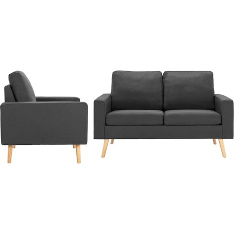 Ensemble canapé et fauteuil 2 pièces en tissu gris foncé pour salon - PANGIVO (1/5)