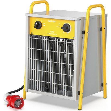 Industrie-Elektroheizer 9000W - Tragbarer Gebläseheizer mit Thermostat und Überhitzungsschutz für Baustelle - DAHTEC