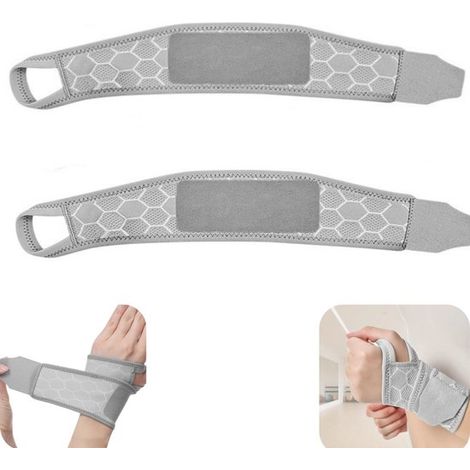 Protections de poignet lot de 2 - bandes de musculation 31 x 7,5 cm, grises (1/5)