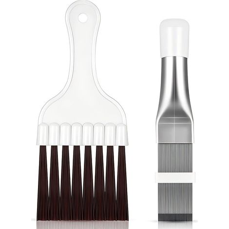 Lot de 2 brosses de nettoyage de climatiseur, brosse pour climatiseur, nettoyeur à ailettes en métal, outil de réparation de radiateur (1/5)
