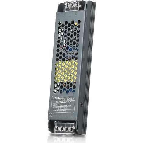 Transformateur 12V 200W, Alimentation AC 220V vers DC 12V 16.7A, LED Driver Ultra Mince (1/5)